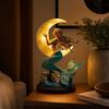Moon Night Light Resin Figurine, Statue for Desk Tabletop Decor, Birthday Gift for Women and Girls