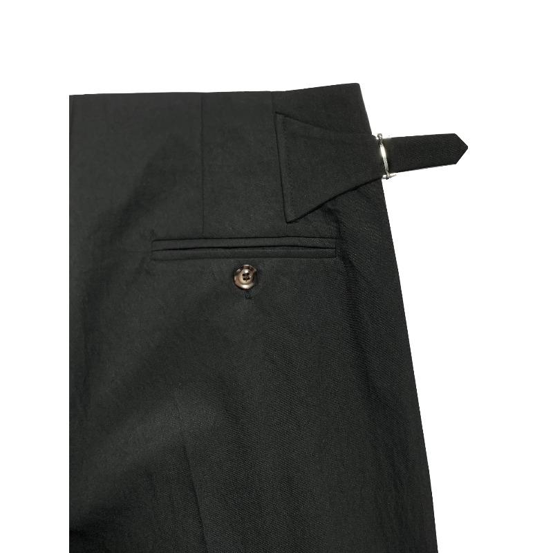 Men's Elegant Italian Neapolitan High Waist Wide Leg Pants with Tucks and Buttons Business Casual Style