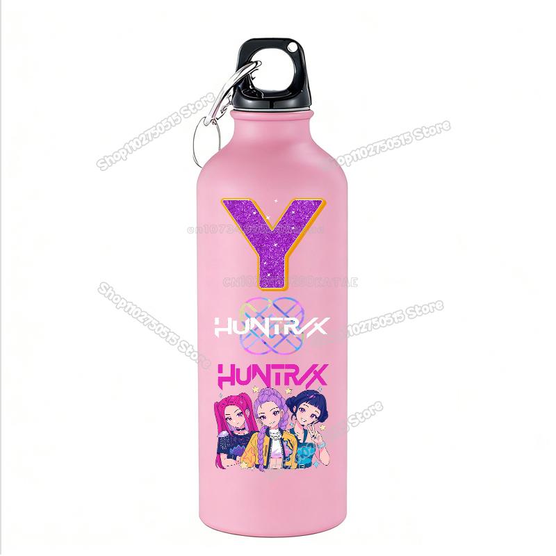 High Quality 500ml KPop Demon Hunters Kids Sport Water Bottle Letter A-Z Rumi Mira Zoey Outdoor Bottle Large Capacity Girl School Drink Cups