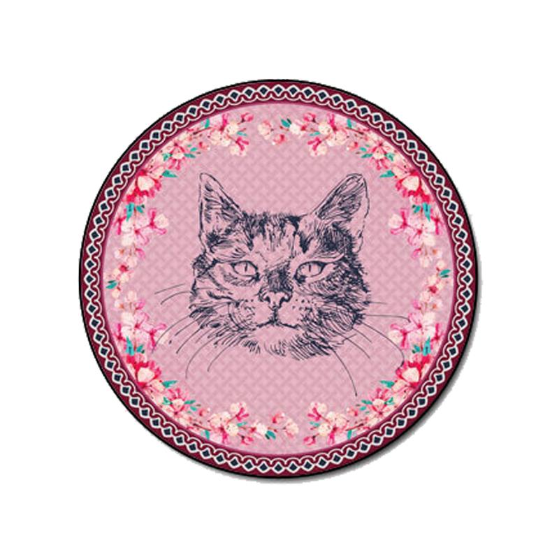 

Круглый ковер в американском стиле для комнаты для девочек, розовый ковер с рисунком головы дикой кошки, ковер для спальни, домашний балкон, декор дивана, напольный ковер 140cm