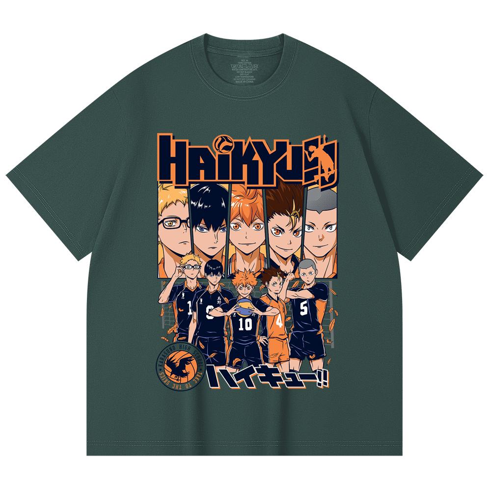 T-shirt Unisex Cotone Pesante 230 Gsm 100% Cotone Haikyu V7 Karasuno High Stampa