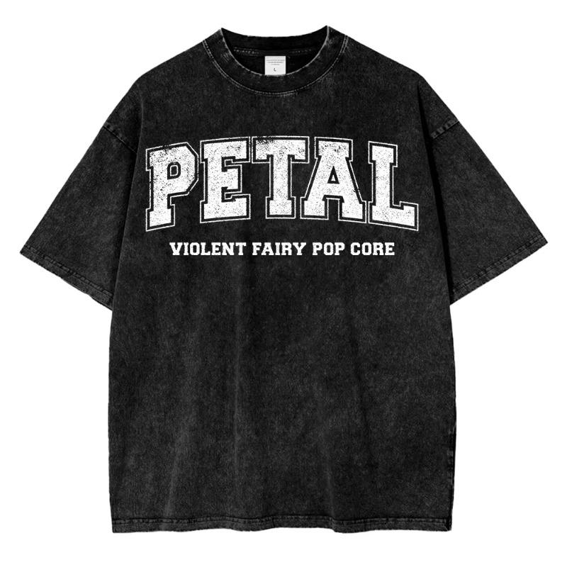 100% Cotton Vintage Washed Ariana Grande Petal Violent Fairy Pop Core T Shirt Men Letter Live Laugh Love Retro Loose Tees Shirts
