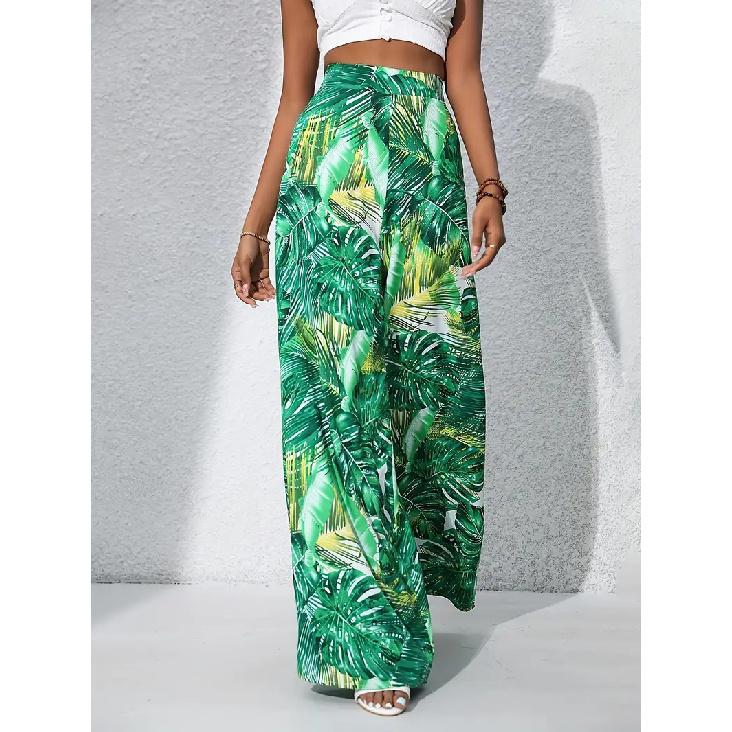 2026 Summer Casual Pants Printed Wide-Leg Pants New Women s Fashion S трава зеленый