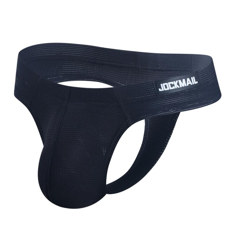 Thong JOCKMAIL Ultra Fine Fiber Mesh Material, Breathable, Low Waist, Sexy Solid Color Men's T-back Underwear