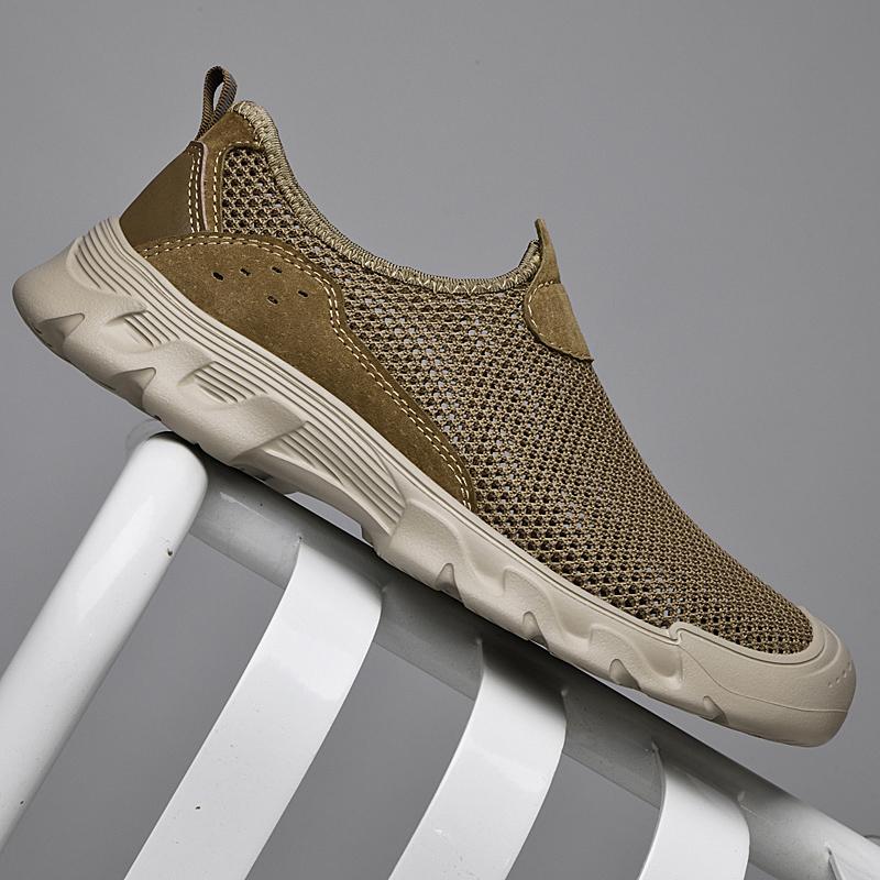 Fashion Classic Mesh Fabric Outdoor Soft Bottom Shoes Italian Men Round Toe Casual Flats Comfy Breathable Loafers New Antiskid Lazy Shoe