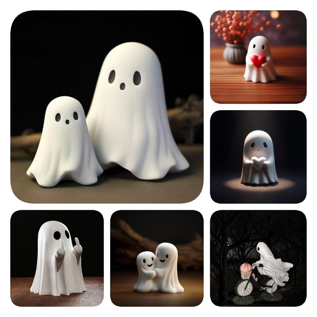 Adorable Halloween Ghost Figurine Set For Charming Home Office And Garden Decor