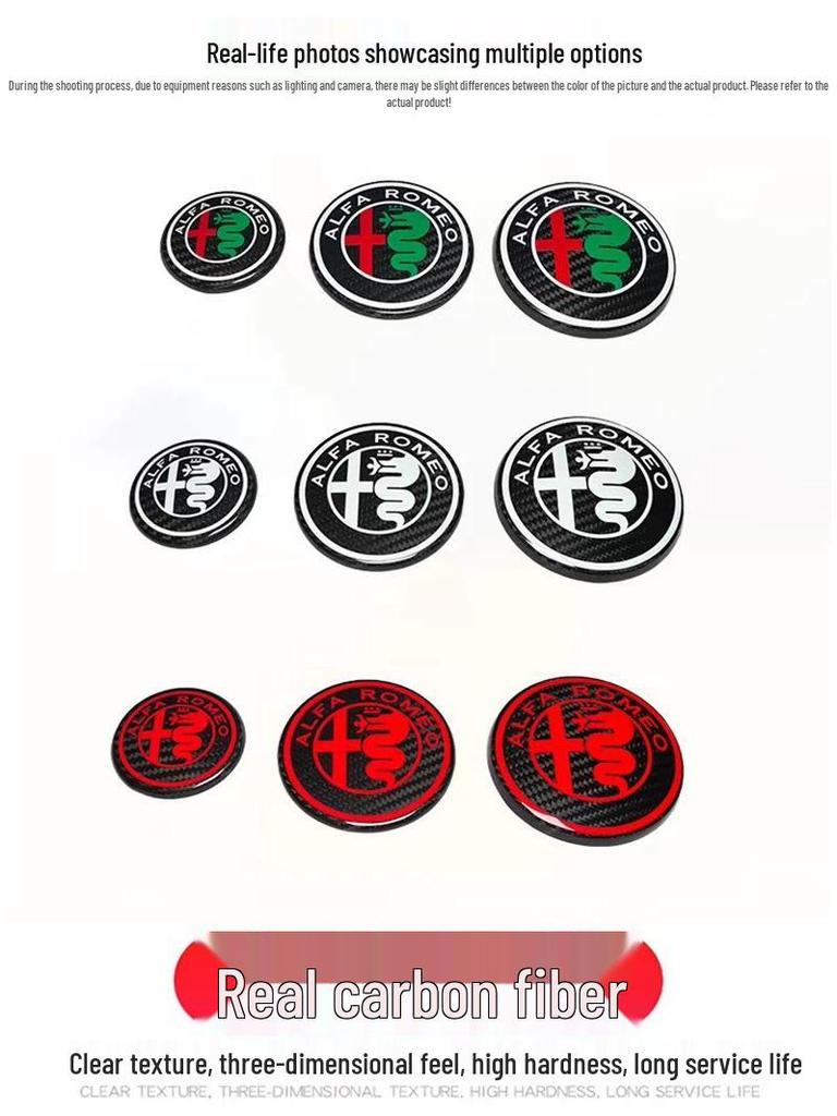 Alfa Romeo Giulia Stelvio Carbon Fiber Front & Rear Logos