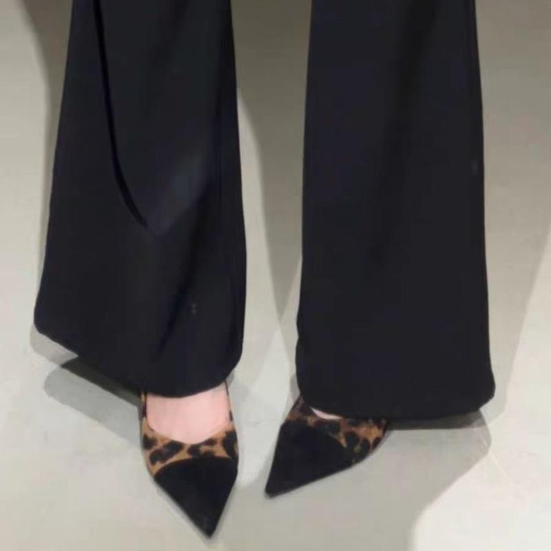 Fashion Sexy Leopard Women High Heels Shoes Pointed Toe Heeled Sandals Dress Party 2025 Summer New Brand Woman Pumps Zapatillas De Mujer
