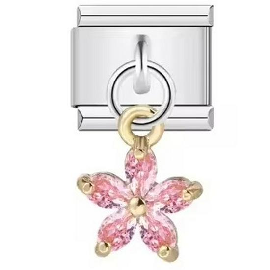 Five-Petal Flower Grass Pendant, Italian Charm, Stainless Steel Bracelet Jewelry