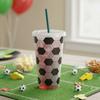 10PCS Large Capacity Soccer Pattern Straw Cups 24OZ Water Cup Football Drinking Cup  Game Day