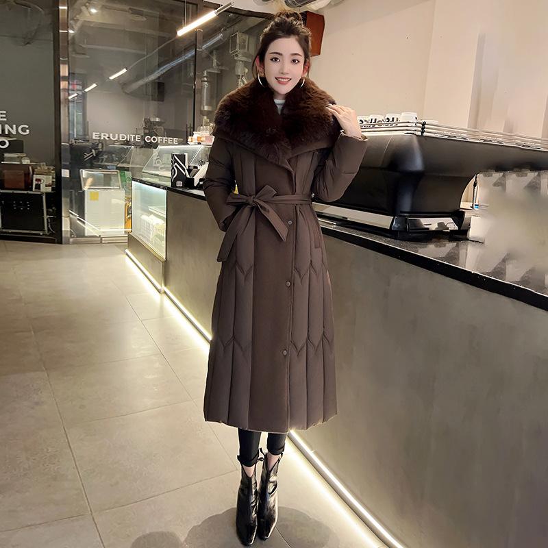 Women's large fur collar splicing new cold and windproof lightweight thickened fluffy warm loose high-quality fabric casual sports cotton clothing