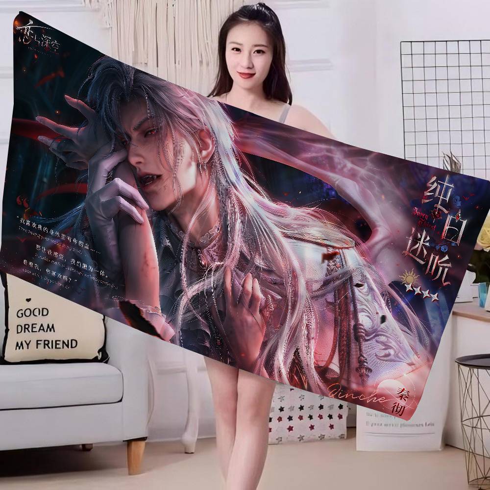 Love And Deep Space game Microfiber Printed Beach Towel Mountain Climbing Yoga Beach Swimming Running Absorbent Soft Towel