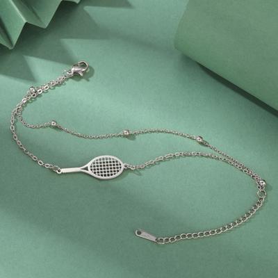 Dreamtimes Tennis Badminton Racket Stainless Steel Bracelet Jewelry Women Sport Couple Bracelets Girlfriend Men Friend Gift