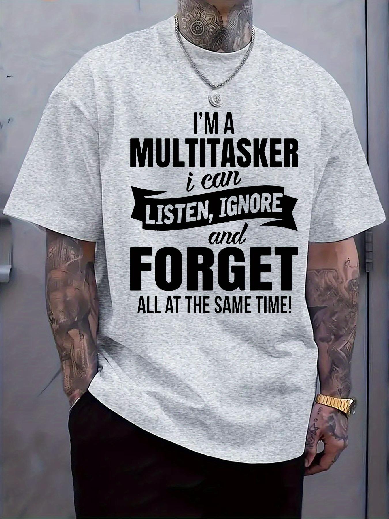 Casual Crew Neck Tshirt with Humorous I m a Multitasker P... XXL