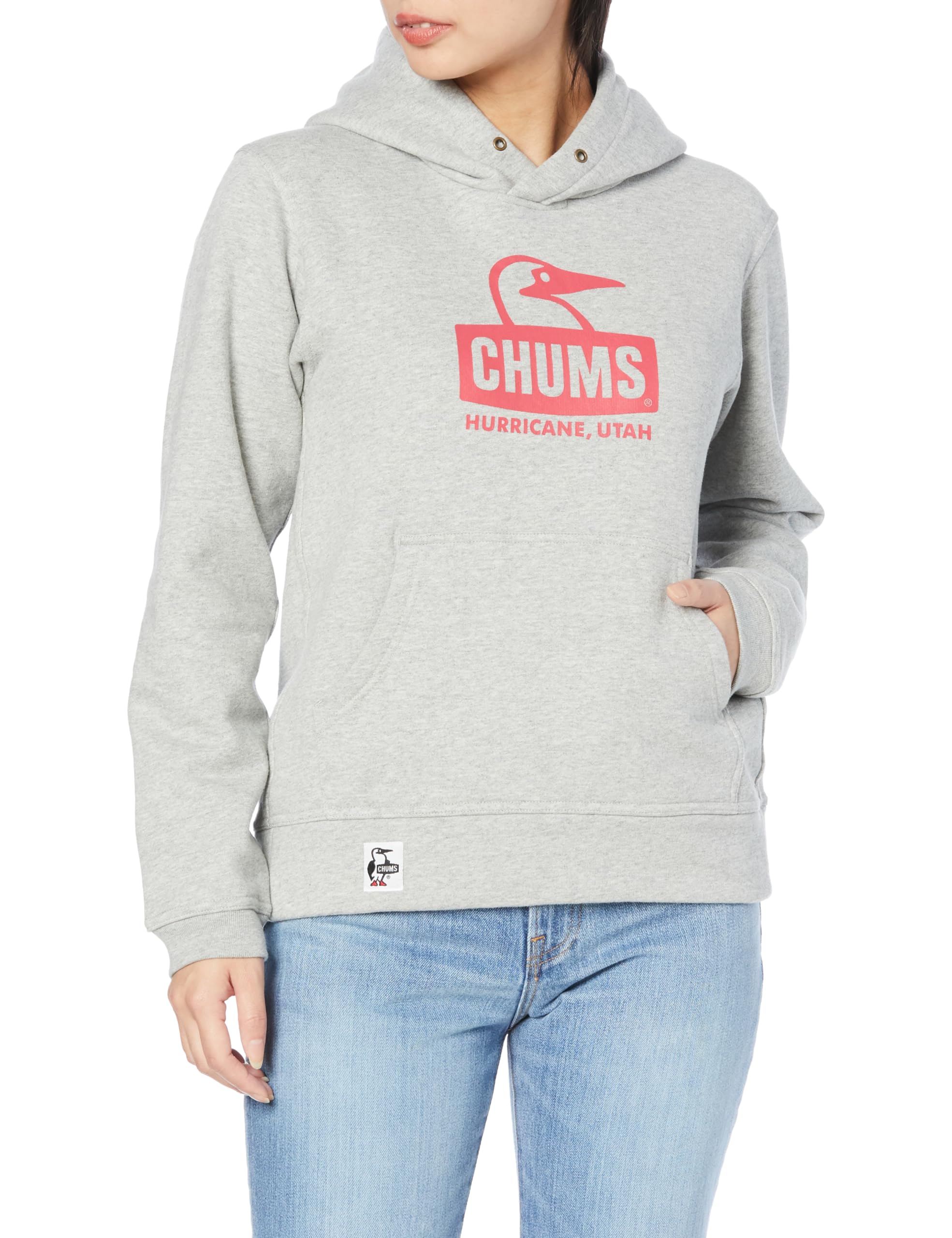 

Hooded Sweatshirt Booby Face Pullover Parka [Chums] Women s H/Gray×Red
