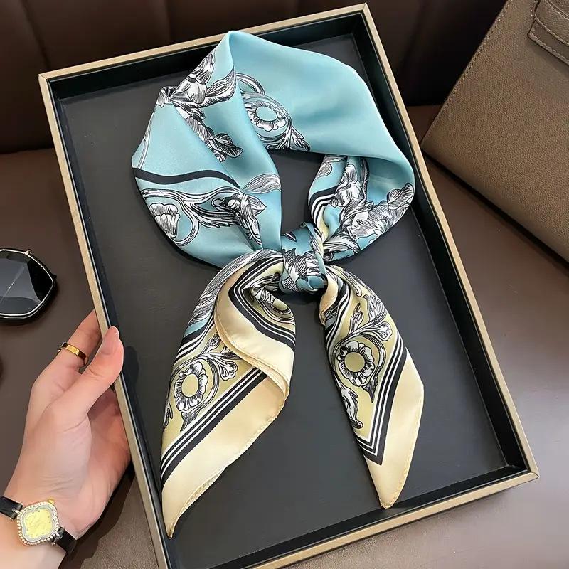 High-End Retro Korean-Style Silk Square Scarf: Versatile Fashion Accessory for Women