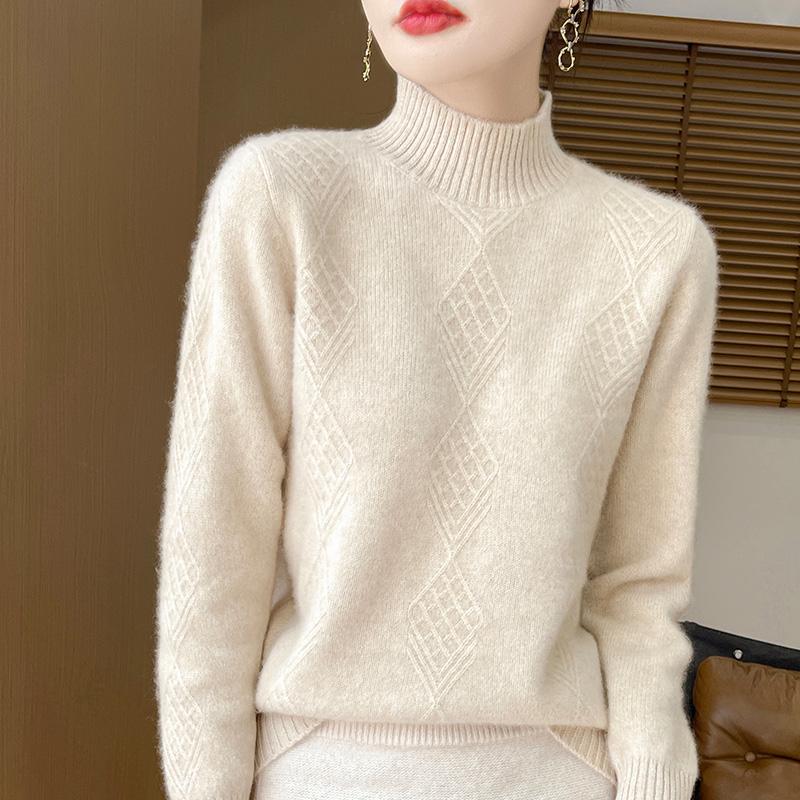 Suéter de cachemira para mujer Qinghe cachemira 30% cachemira 70% lana jersey de otoño e invierno cálido y a la moda