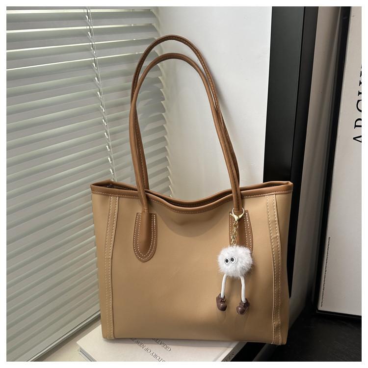Stylish Black White Brown Khaki Pu Tote Bag For Autumn Winter Commuting With Versatile Design