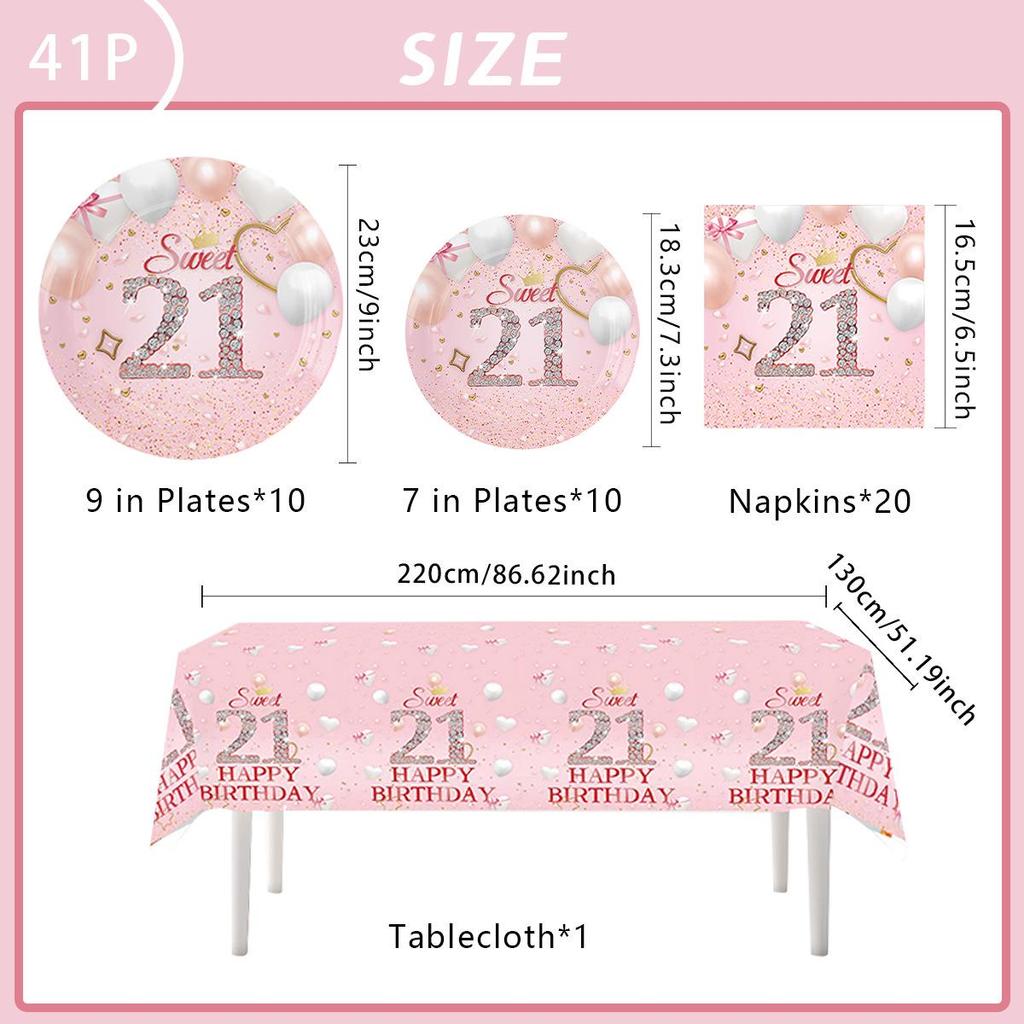 21st Birthday Themed Creative Party Decoration Disposable Tableware Set
