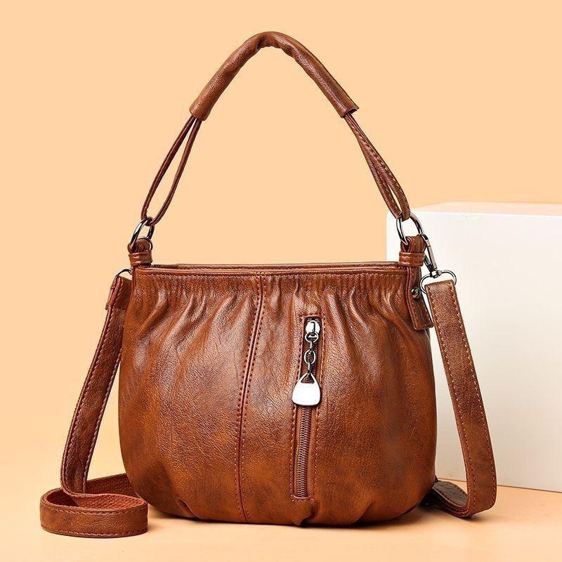 Genuine Leather Textured Women's Handbag - Small, Handheld, Crossbody, Free Shipping