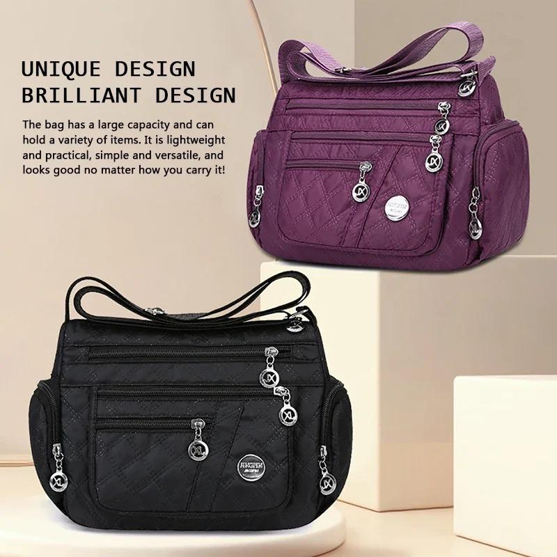 Borsa a tracolla da donna di grande capacità impermeabile resistente all'usura con tasche multiple per pendolarismo e tempo libero all'aperto