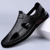Summer New Bag Head Cover Foot Breathable Hollow Leather Shoes Non-slip Soft Sole Casual Sandals