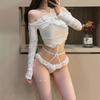 Sexy Lingerie Fun Neck Sweet Tits Cross Sexy Female Bow Pants Lace-up Lace