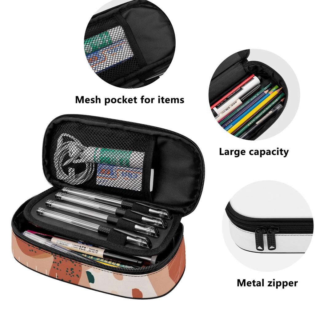 Pen Case Lightweight Wear Resistant Polyester Zipper Closure with Main Compartment Mesh Pocket and Pen Slots for Classroom Use