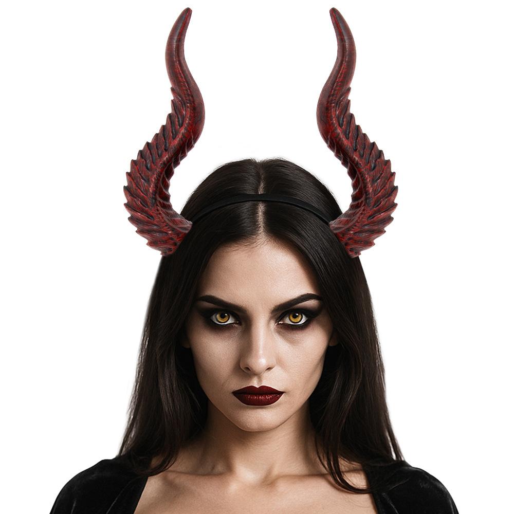 Halloween Cosplay Duivelshoorn Haarband DIY Montage COS Haaraccessoires Props Demon Os Vervormbare Hoorn One Size rood