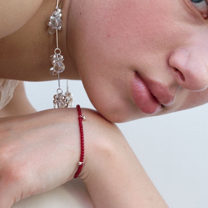 MONDAY EDITION Dot Dot Silver Ball Bracelet - Red