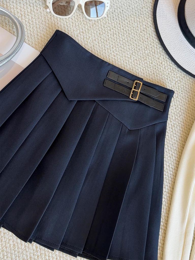 High-Waisted Slimming Pleated Mini Skirt for Women - Spring/Summer 2026 Korean A-Line Style
