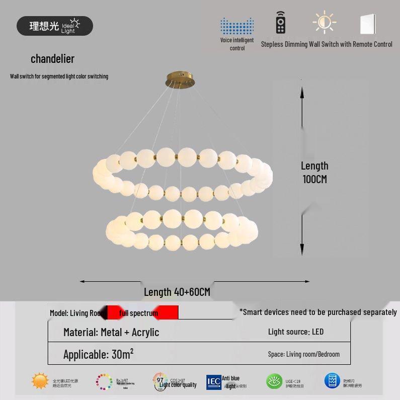 Italian Cream Minimalist LED Pendant Lamp for Living Room and Stairwell