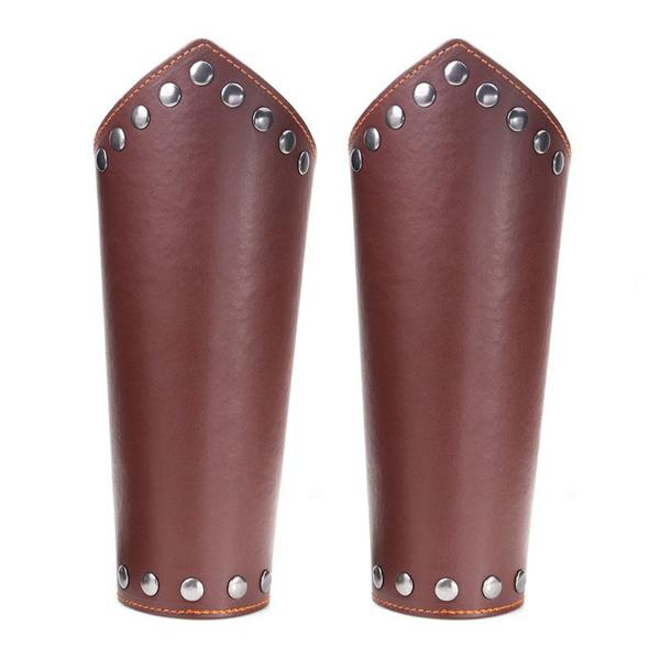 2 Pack Faux Leather Arm Guards Medieval Knight Bracers Leather Gauntlet Wrist XUF