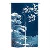 VIKAMA Japanese-Style Door Curtain Japanese Wave and Cherry Blossom Pattern Home Decor Suitable for Kitchens and Entryways