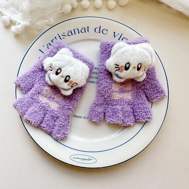 

Autumn and Winter Korean Children s Knitted Writing Gloves Warm and Cold Proof Five Finger Gloves Kirby Cycling Gloves One Size