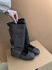 Korean niche pleated stacked pants tube cool boots women's summer thin hollow breathable ballet style high-top cowboy short boots