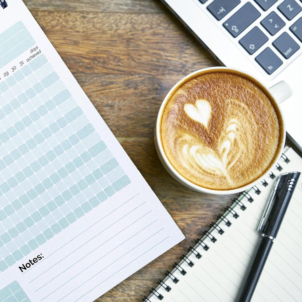 HADIGU Habit Tracker Calendar, (Undated 12 Month) with Spiral Bound and Hanger, A4 size (8.3"x11.7"), Habit Tracker Journal for Daily Weekly and