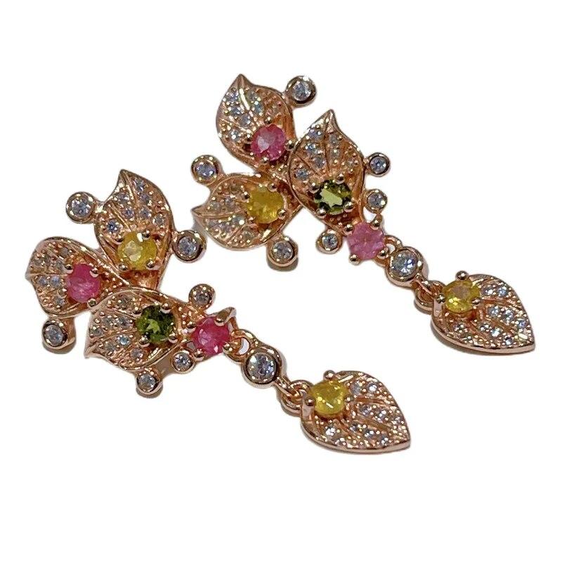 

Женские серьги-подвески SACE GEMS, стерлинговое серебро 925 пробы, натуральный турмалин, серьги-гвоздики, Свадебная вечеринка, изысканные ювелирные изделия, подарок разноцветный