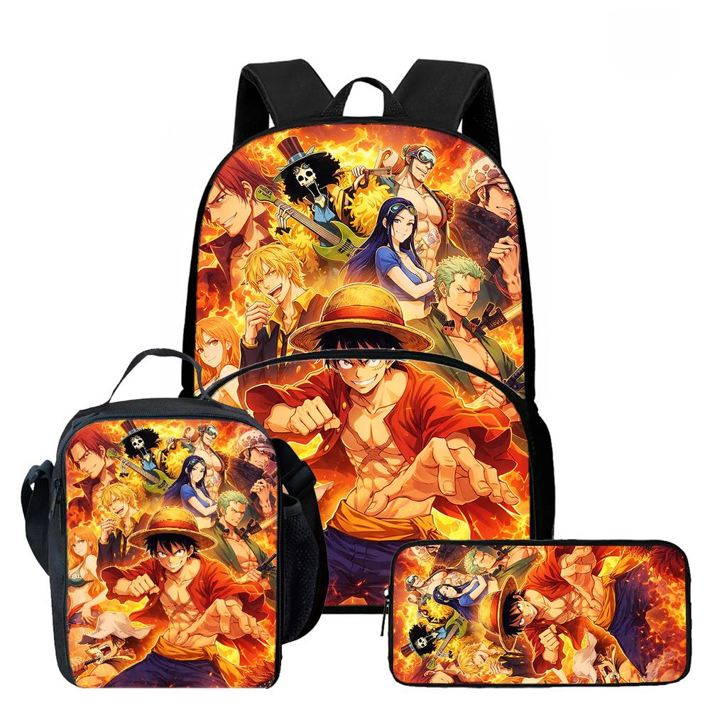 3-in-1 One Piece Backpack Set for Boys Girls Age 6-10, Light Weight School Kit with Front Pocket with Lunch Bag and Pencil Case