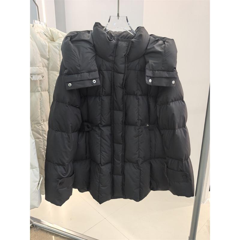 White duck down jacket women's winter new temperament waist slim and thin hooded fashion warm thickened coat