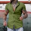 Camicia Casual da Uomo Semplice Estiva a Maniche Corte Colore Unico Giovanile Trendy Sportiva Stile Sottile