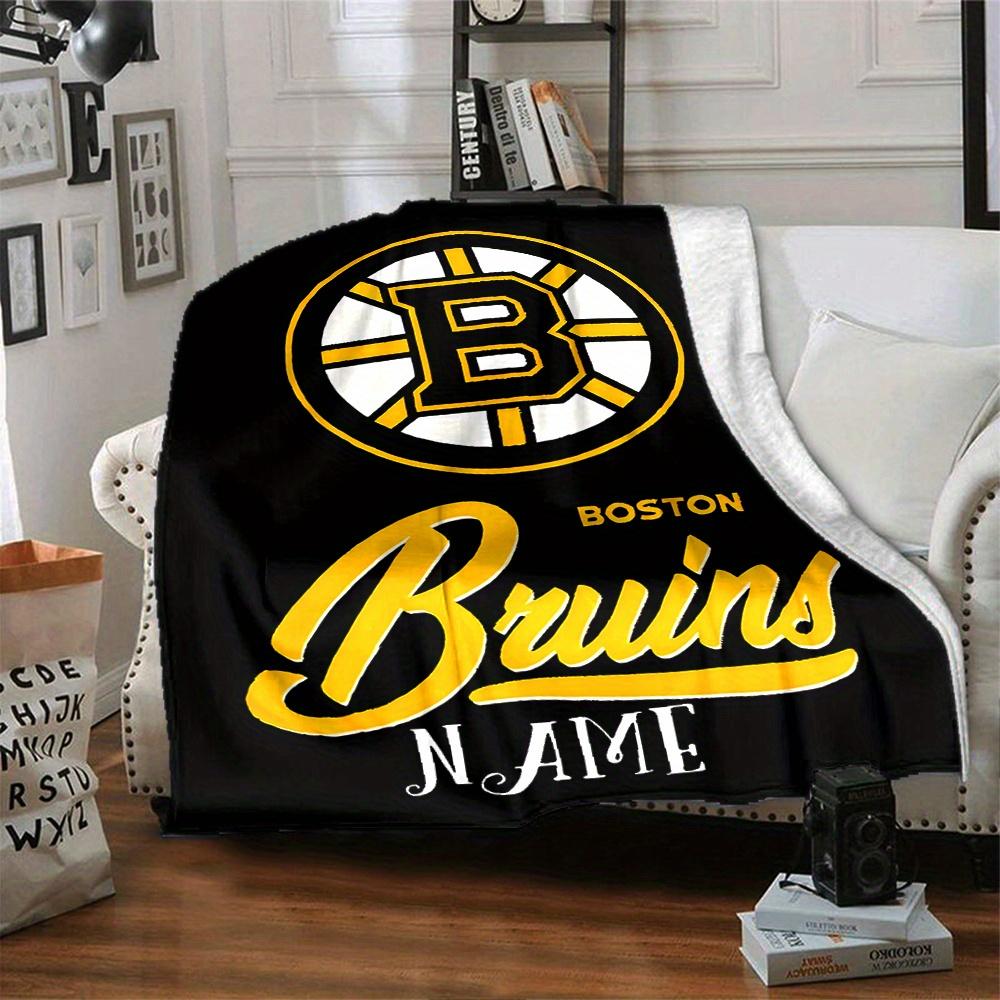 Couverture Quatre Saisons Logo Boston Bruins Personnalisée Avec Votre Nom Légère Et Chaude Cadeau Parfait Pour Maison Bureau Camping Canapé Voyage Plage Durable