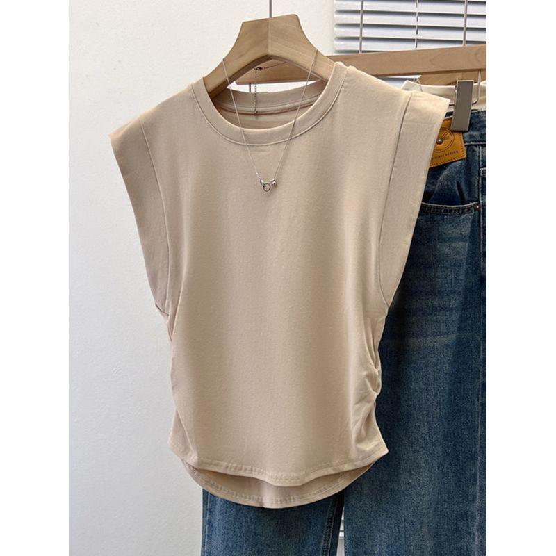 Stylish Flying Sleeve T-Shirt Summer New Arrival Women's Clothing French Chic Short Sleeve T-shirt Super Popular Waistcoat Half Sleeve Basic Style