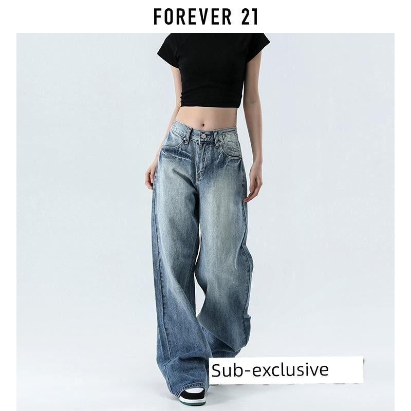 

Small American Retro Low Waist Wide Leg Denim Female Loose Drooping All-Matching Straight Pants Mop Pants Summer Blue little 145-155 XS
