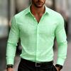 Men's Casual Long-Sleeve Slim Fit Black Geometric Pattern Breathable Versatile Formal Shirt Fashion Outdoor Men's Top