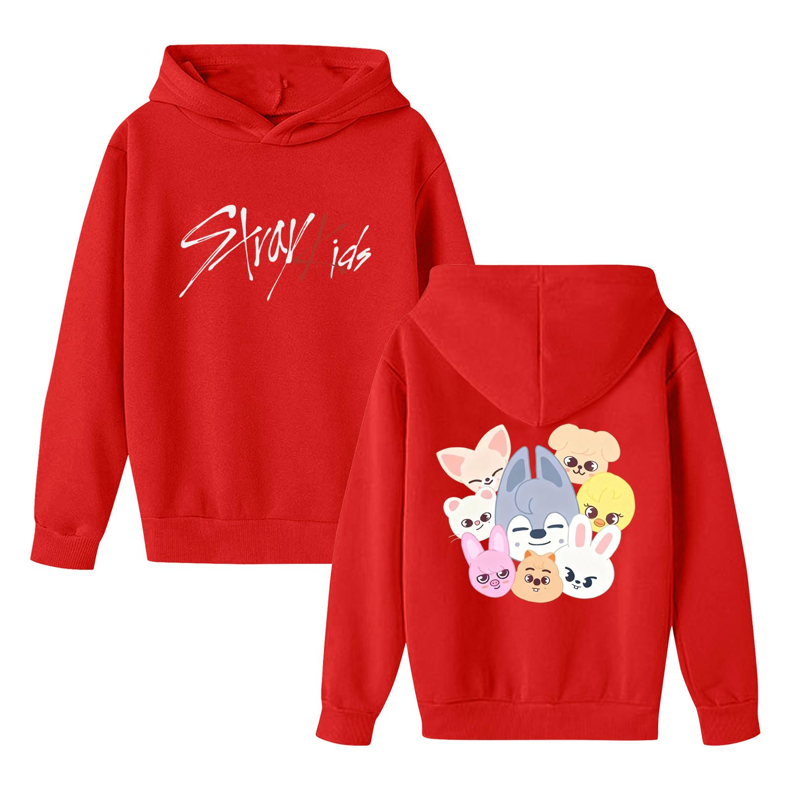 

Дитячий пуловер вільного крою з довгим рукавом, з капюшоном на шнурку та принтом літер 110 червоний