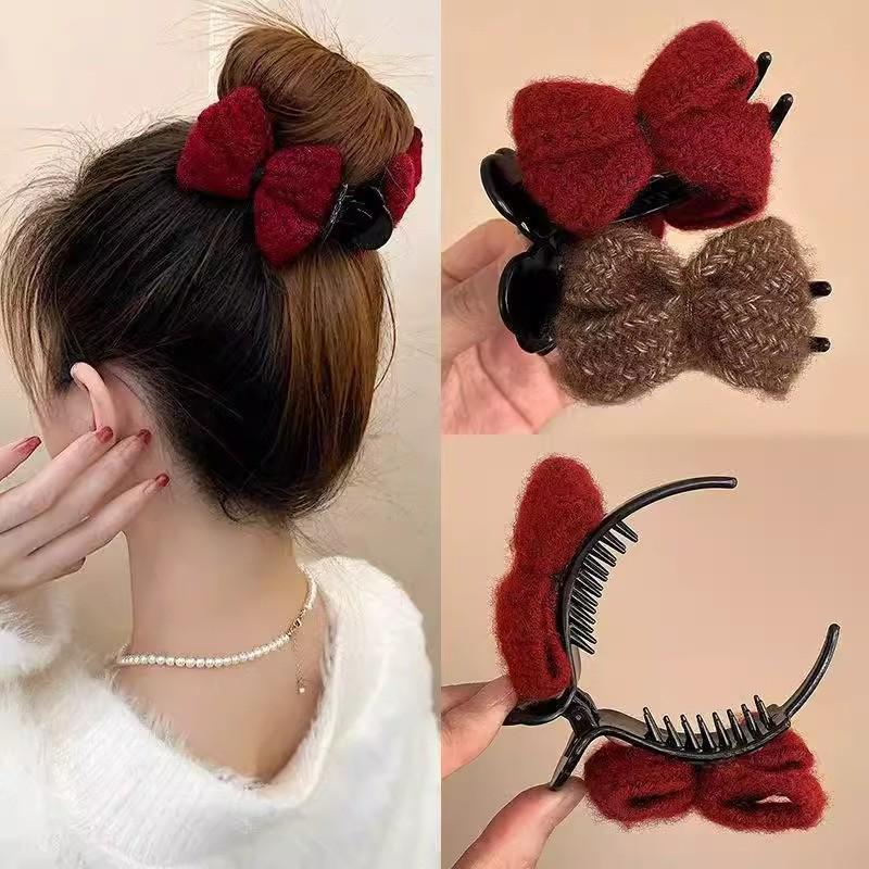 2025 Luxuriöser Plüsch Schleifen Haarknoten Clip für Damen Hochsteckfrisur