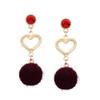 Pretty Rhinestone Heart Earrings Lovely Hairball Eardrop Ornament Birthday Valentine's Day Gift