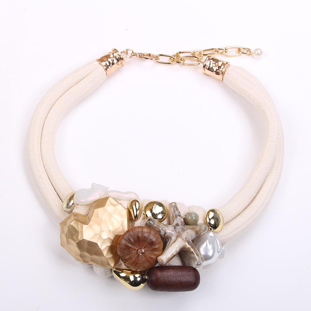 Colar statement com Design de Contas e Estrela-do-mar para Mulheres Joias da Moda para Casamento e Festa