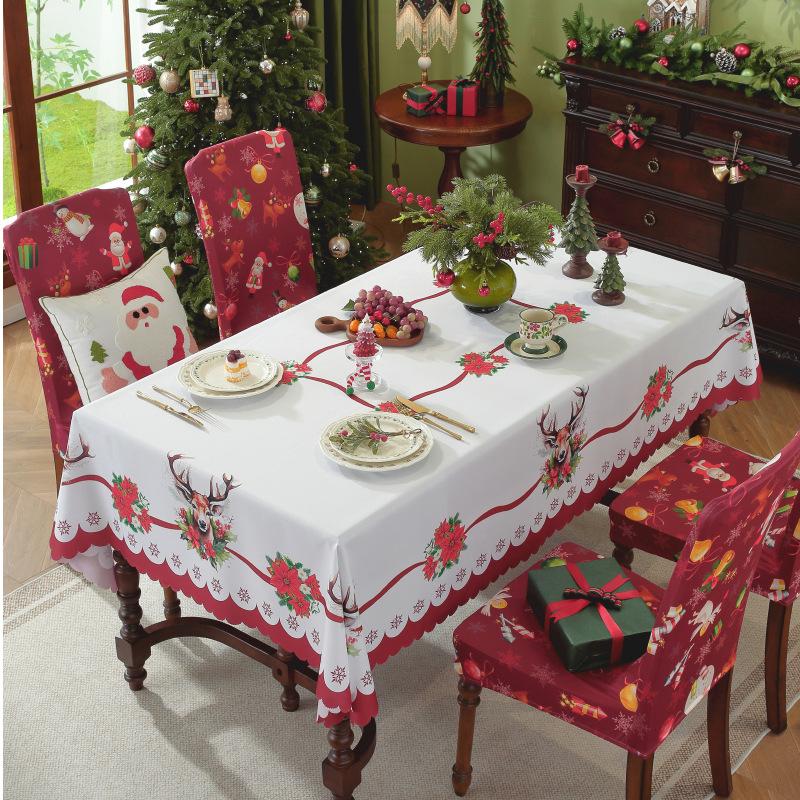 Weihnachtstischdecke Digitaldruck Wasserdicht Feiertags-Esstischdecke für Runde Schreibtischdeko